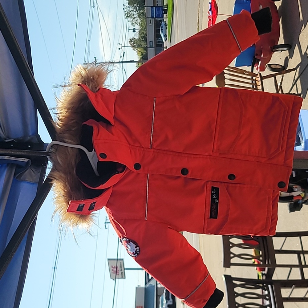 Canada Gear Vibrant Red Kids Puffer Jacket with Faux Fur Hood